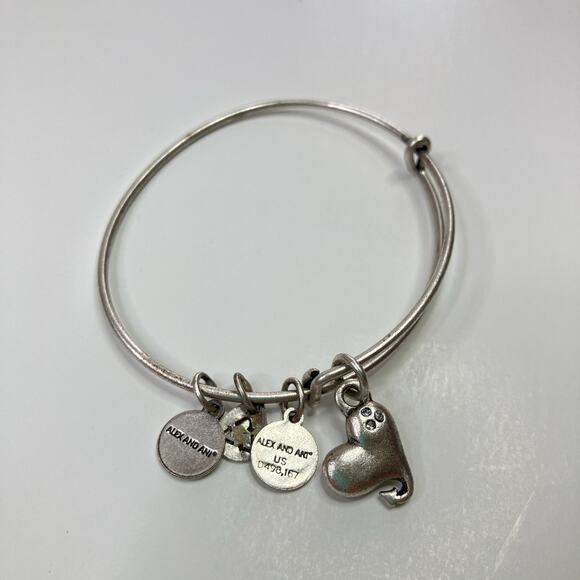 Alex & Ani Silver Cupid's Heart Bangle Charm Bracelet - Picture 3 of 3